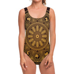 Chinese Zodiac Calendar Signs Print One Piece Swimsuit