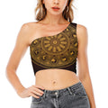Chinese Zodiac Calendar Signs Print One Shoulder Crop Top