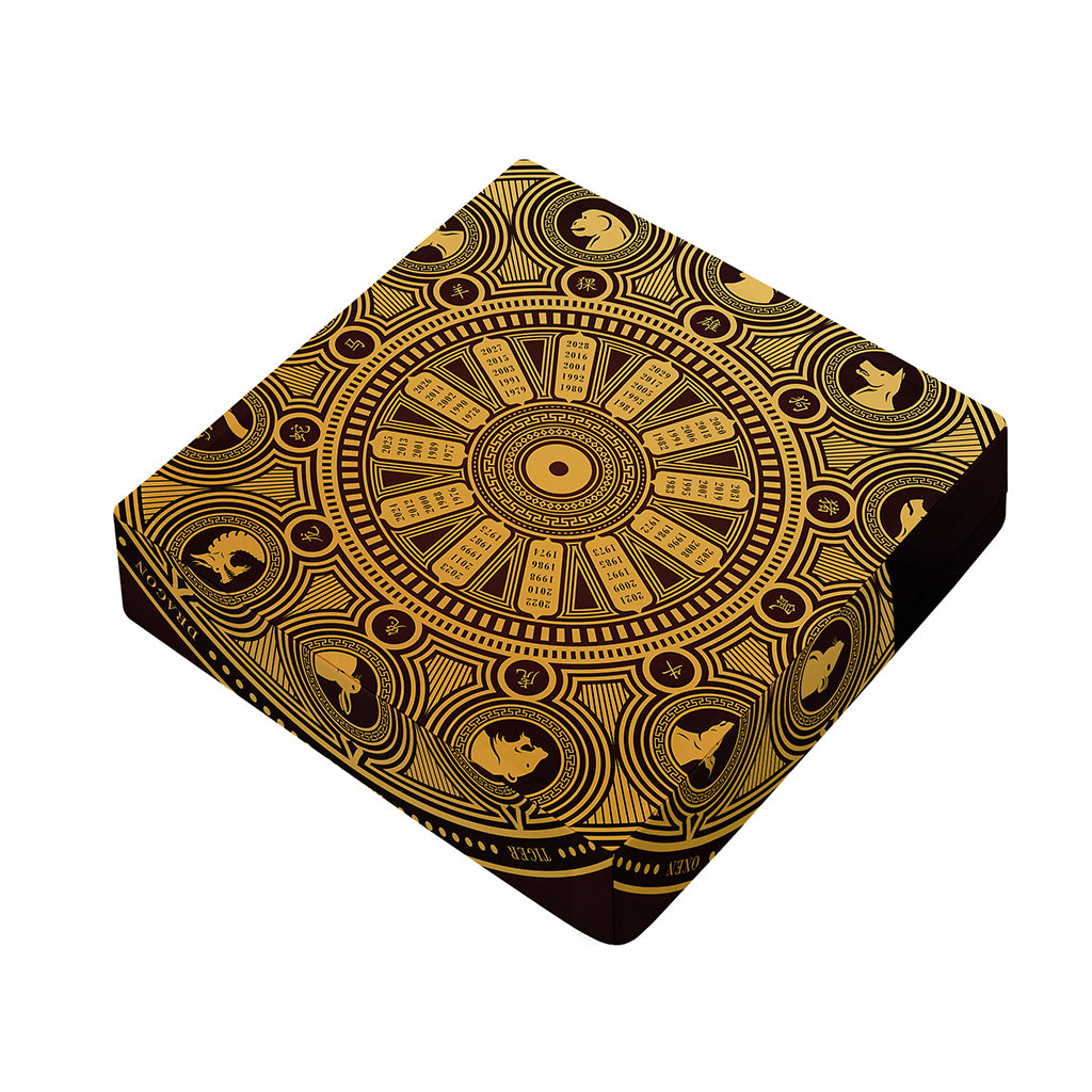 Chinese Zodiac Calendar Signs Print Outdoor Seat Cushion Cover