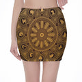 Chinese Zodiac Calendar Signs Print Pencil Mini Skirt