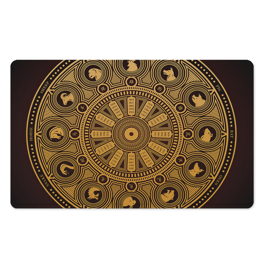 Chinese Zodiac Calendar Signs Print Polyester Doormat