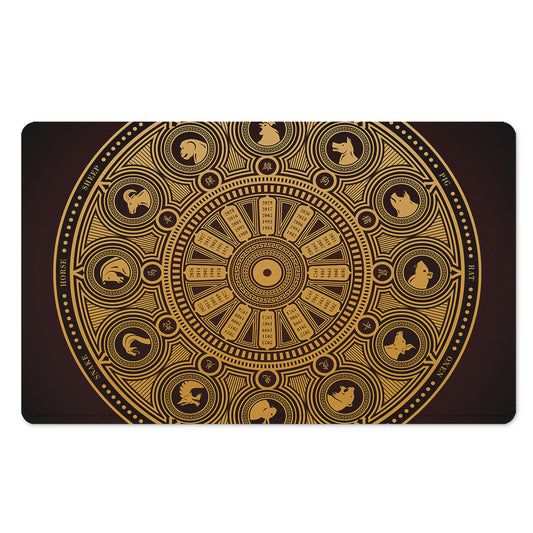 Chinese Zodiac Calendar Signs Print Polyester Doormat