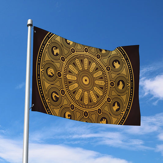 Chinese Zodiac Calendar Signs Print Polyester Flag