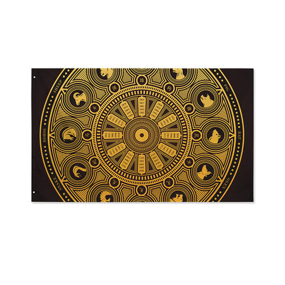 Chinese Zodiac Calendar Signs Print Polyester Flag
