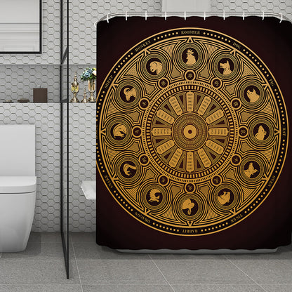 Chinese Zodiac Calendar Signs Print Polyester Shower Curtain