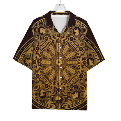 Chinese Zodiac Calendar Signs Print Rayon Hawaiian Shirt