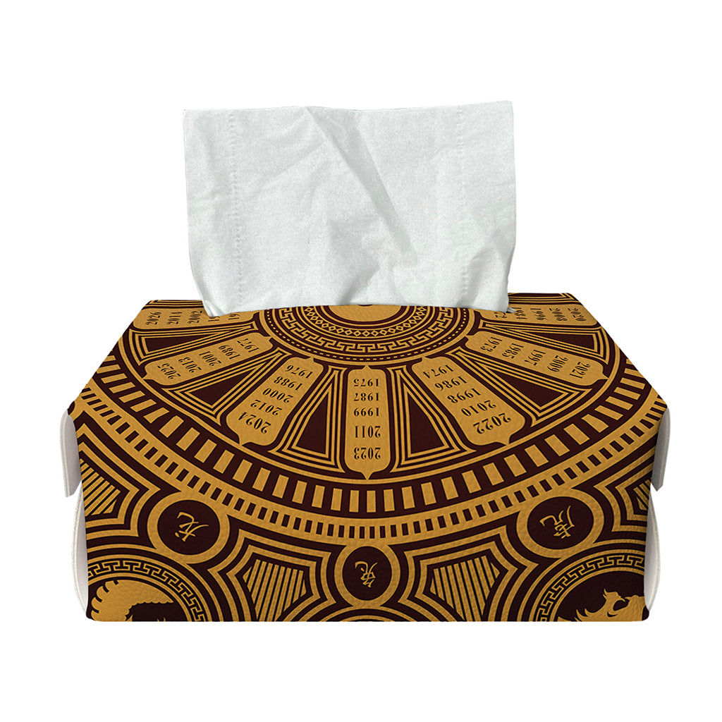 Chinese Zodiac Calendar Signs Print Rectangle Tissue Box Cover