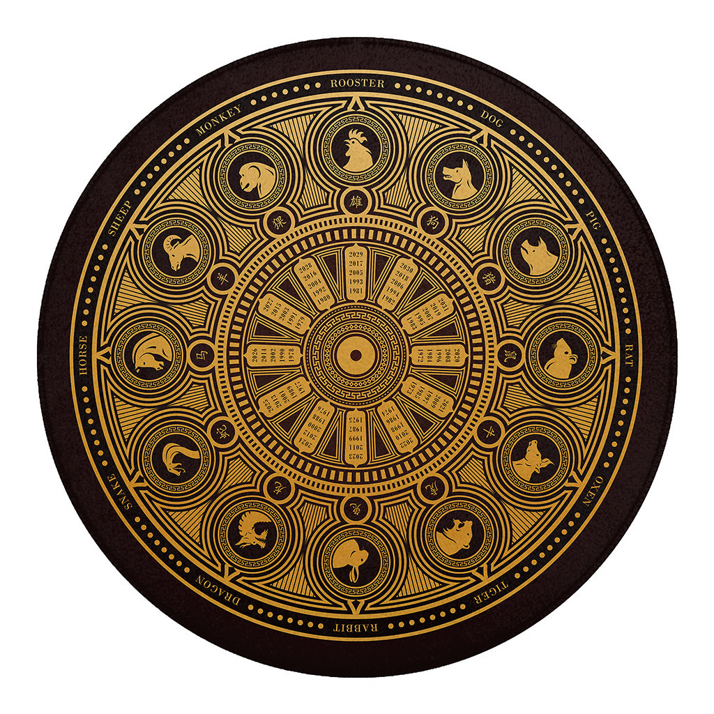 Chinese Zodiac Calendar Signs Print Round Blanket