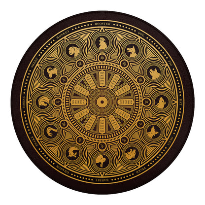 Chinese Zodiac Calendar Signs Print Round Blanket