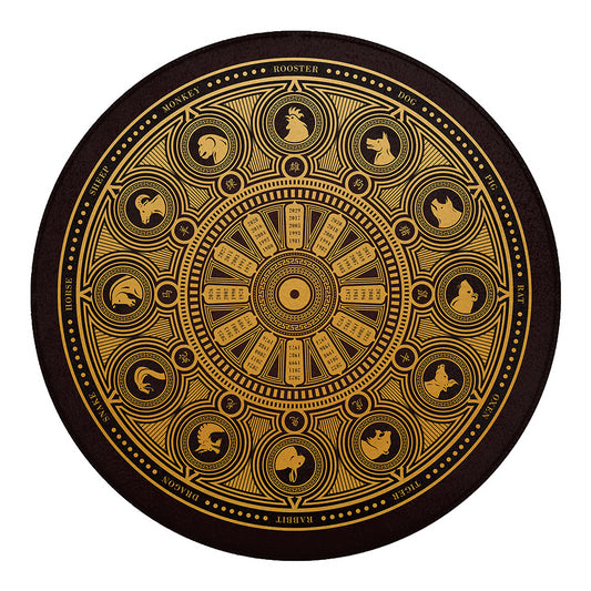Chinese Zodiac Calendar Signs Print Round Blanket