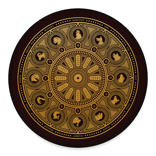 Chinese Zodiac Calendar Signs Print Round Floor Mat