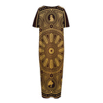Chinese Zodiac Calendar Signs Print Short Sleeve Long Nightdress