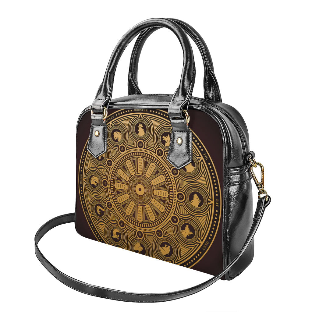 Chinese Zodiac Calendar Signs Print Shoulder Handbag