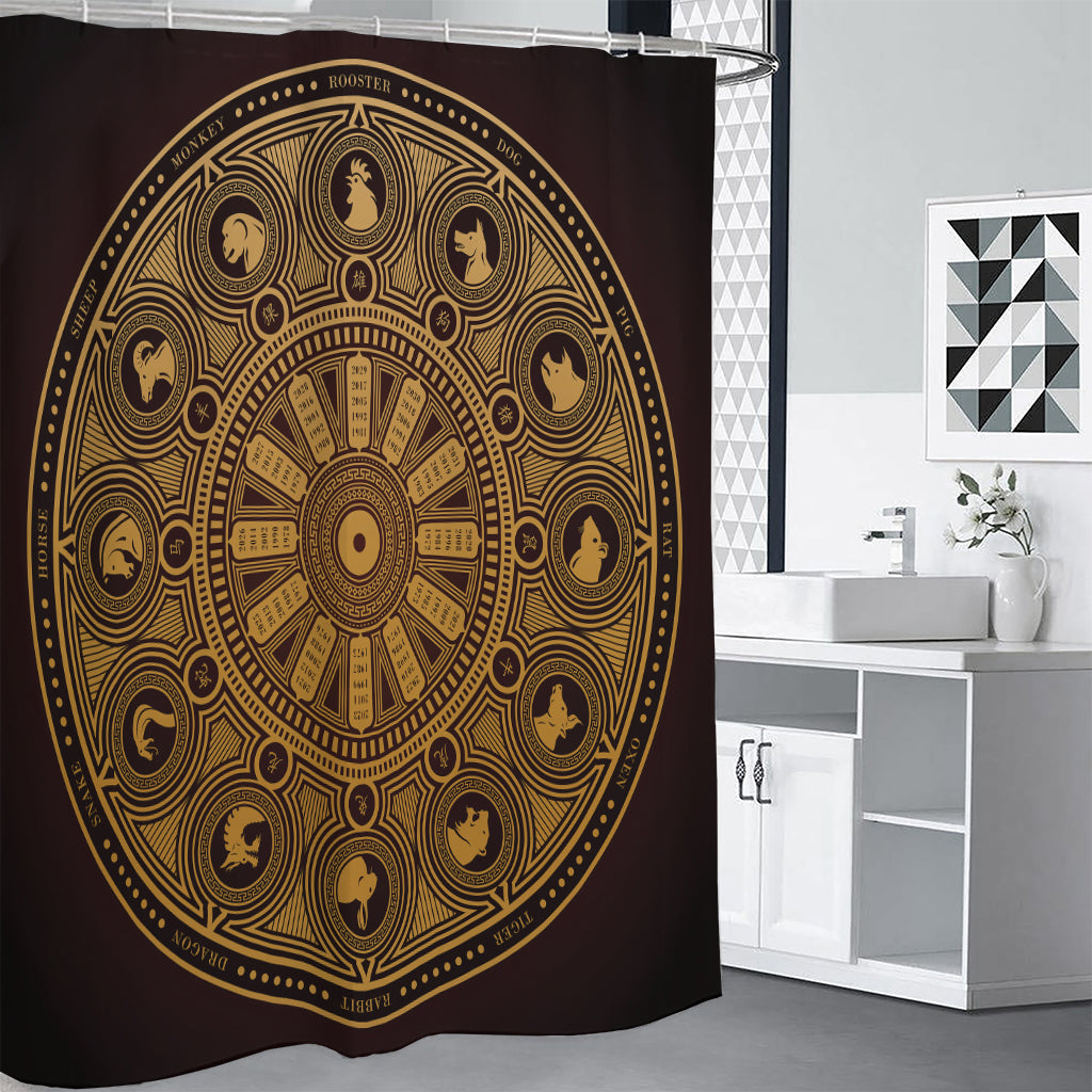 Chinese Zodiac Calendar Signs Print Shower Curtain