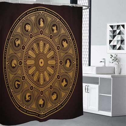 Chinese Zodiac Calendar Signs Print Shower Curtain