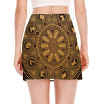 Chinese Zodiac Calendar Signs Print Side Slit Mini Skirt