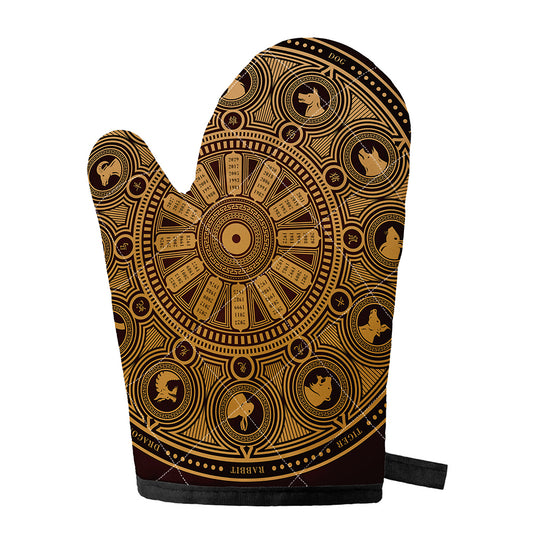 Chinese Zodiac Calendar Signs Print Single Oven Mitt