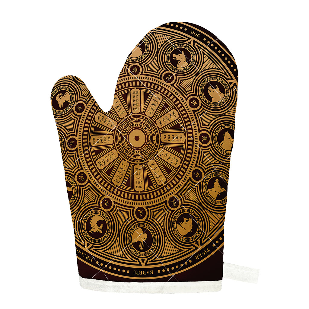 Chinese Zodiac Calendar Signs Print Single Oven Mitt