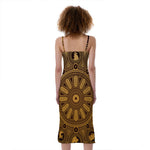Chinese Zodiac Calendar Signs Print Slim Fit Midi Cami Dress