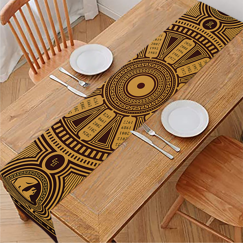 Chinese Zodiac Calendar Signs Print Table Runner