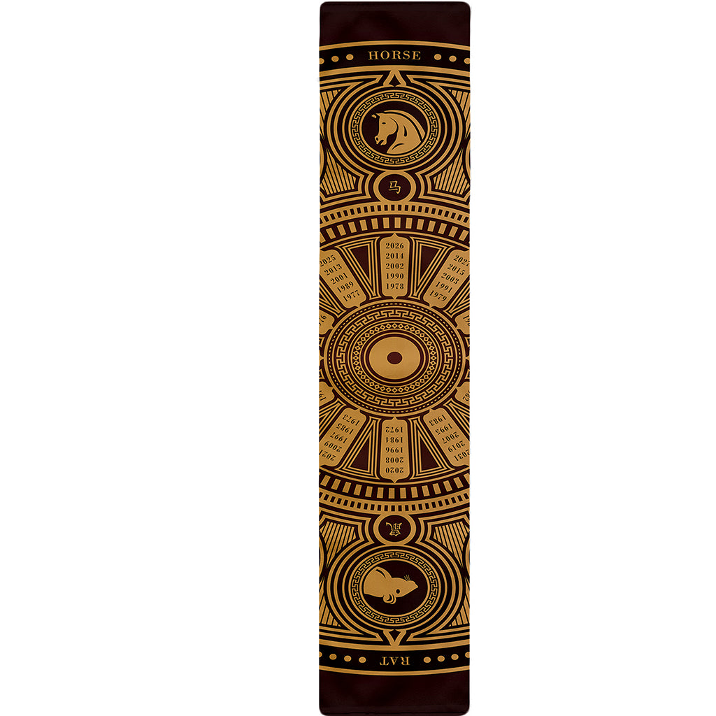 Chinese Zodiac Calendar Signs Print Table Runner