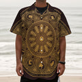 Chinese Zodiac Calendar Signs Print Textured Short Sleeve Shirt