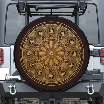 Chinese Zodiac Calendar Signs Print Tire Cover