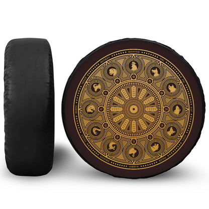 Chinese Zodiac Calendar Signs Print Tire Cover