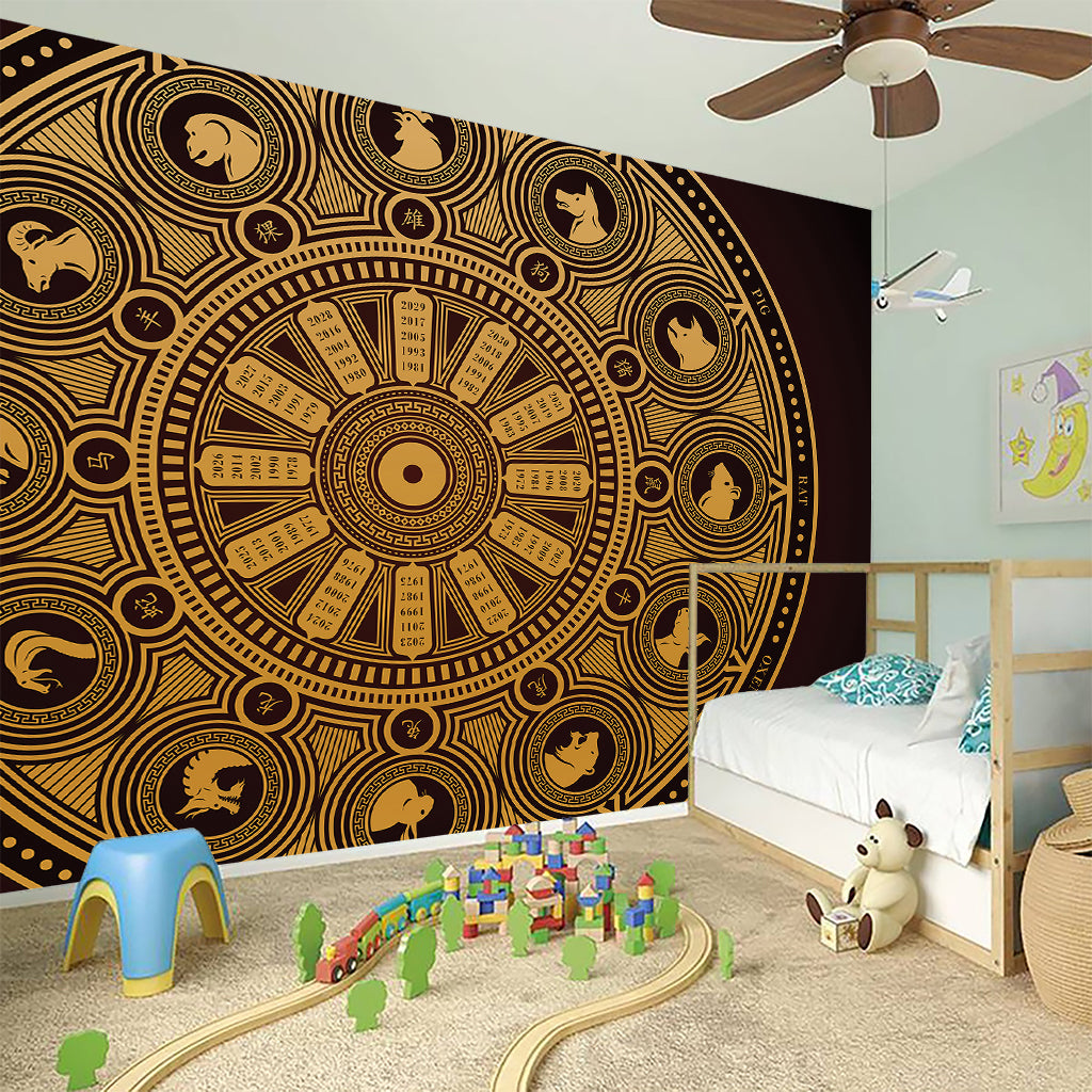 Chinese Zodiac Calendar Signs Print Wall Sticker