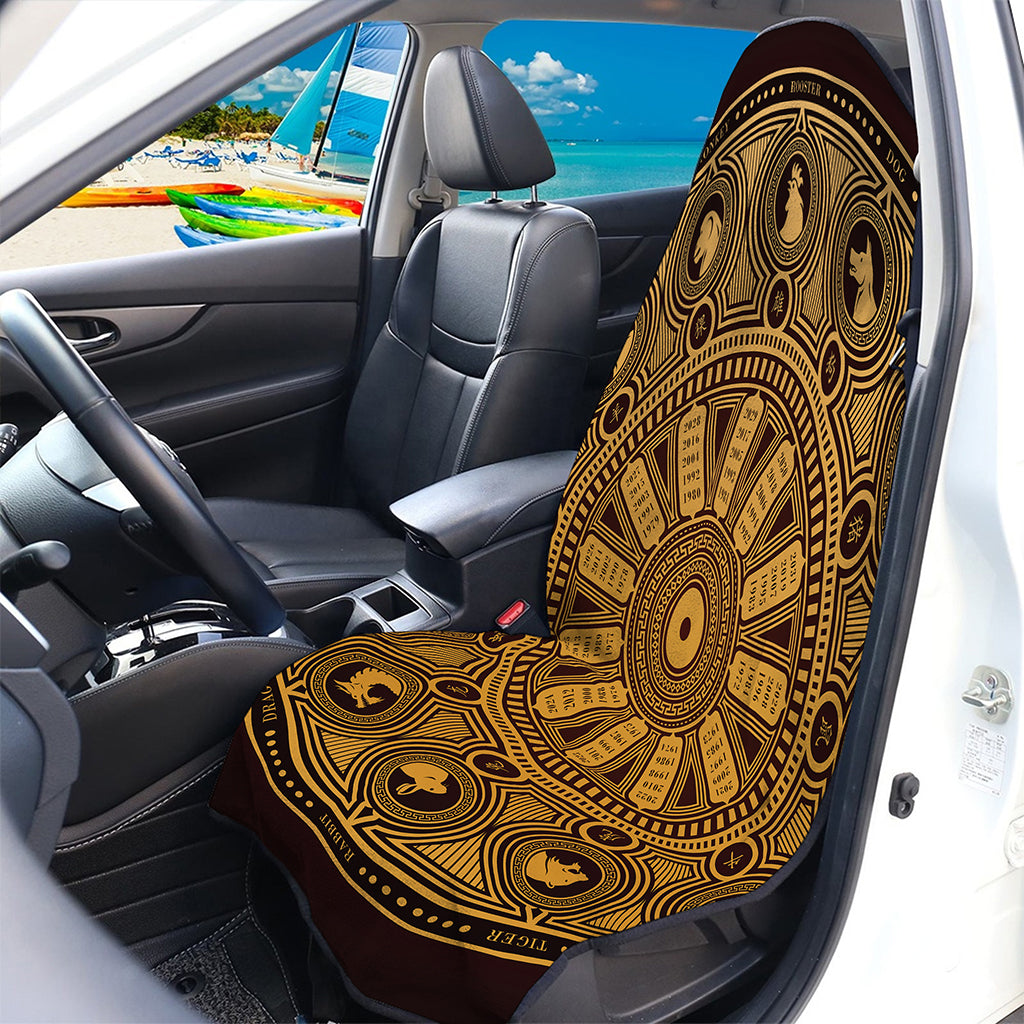 Chinese Zodiac Calendar Signs Print Waterproof Car Seat Cover