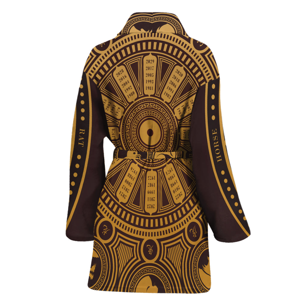 Chinese Zodiac Calendar Signs Print Women's Bathrobe