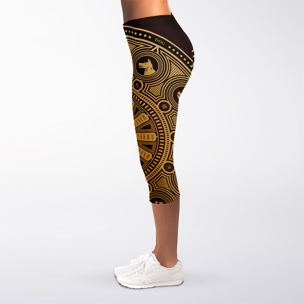 Chinese Zodiac Calendar Signs Print Women's Capri Leggings