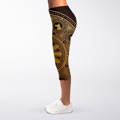 Chinese Zodiac Calendar Signs Print Women's Capri Leggings