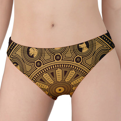 Chinese Zodiac Calendar Signs Print Women's Panties