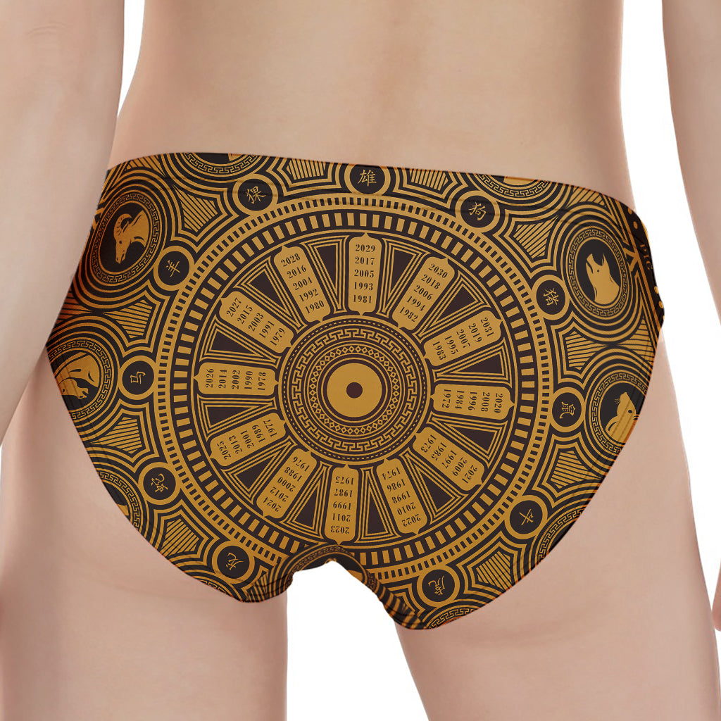Chinese Zodiac Calendar Signs Print Women's Panties