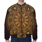 Chinese Zodiac Calendar Signs Print Zip Sleeve Bomber Jacket
