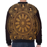 Chinese Zodiac Calendar Signs Print Zip Sleeve Bomber Jacket