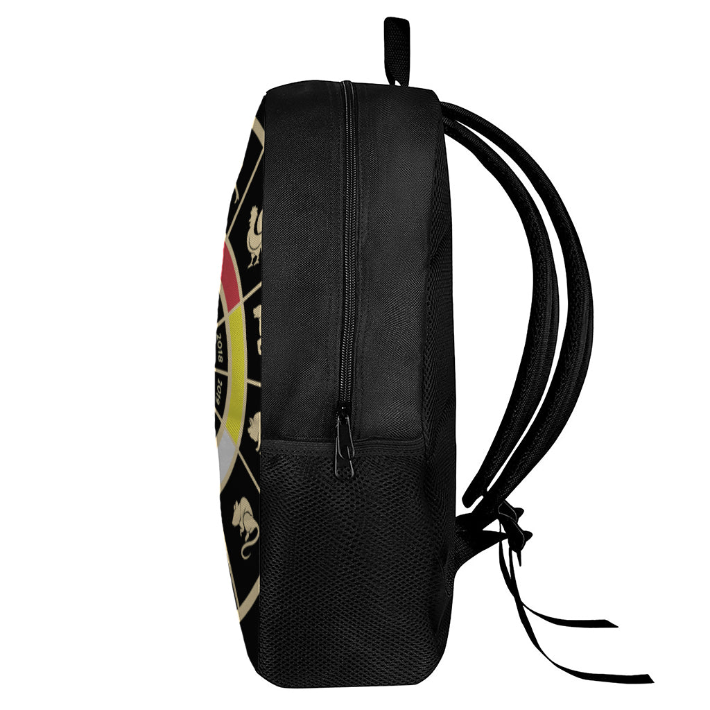 Chinese Zodiac Calendar Wheel Print 17 Inch Backpack