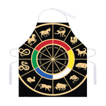 Chinese Zodiac Calendar Wheel Print Adjustable Apron