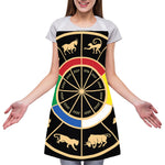 Chinese Zodiac Calendar Wheel Print Adjustable Apron