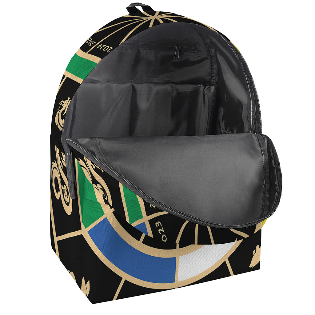 Chinese Zodiac Calendar Wheel Print Backpack
