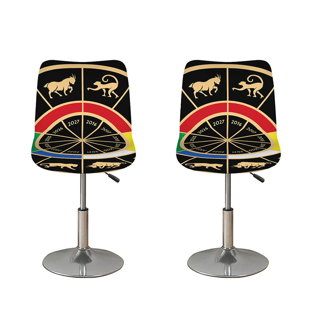 Chinese Zodiac Calendar Wheel Print Bar Stool Covers