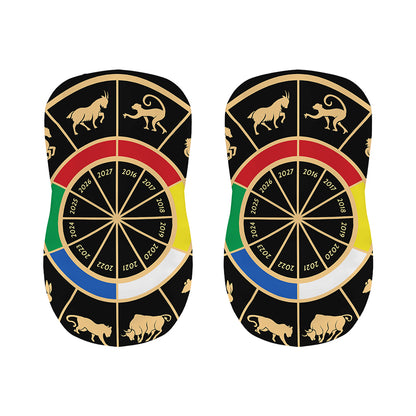 Chinese Zodiac Calendar Wheel Print Bar Stool Covers