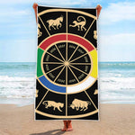 Chinese Zodiac Calendar Wheel Print Beach Towel