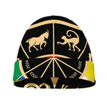 Chinese Zodiac Calendar Wheel Print Beanie
