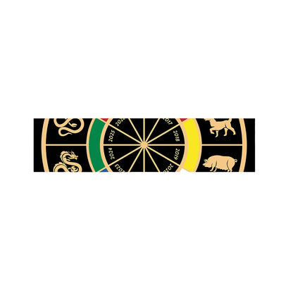 Chinese Zodiac Calendar Wheel Print Bed Runner