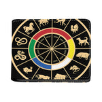 Chinese Zodiac Calendar Wheel Print Bifold Wallet