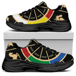 Chinese Zodiac Calendar Wheel Print Black Chunky Shoes