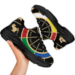 Chinese Zodiac Calendar Wheel Print Black Chunky Shoes