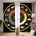 Chinese Zodiac Calendar Wheel Print Dimout Pencil Pleat Curtains
